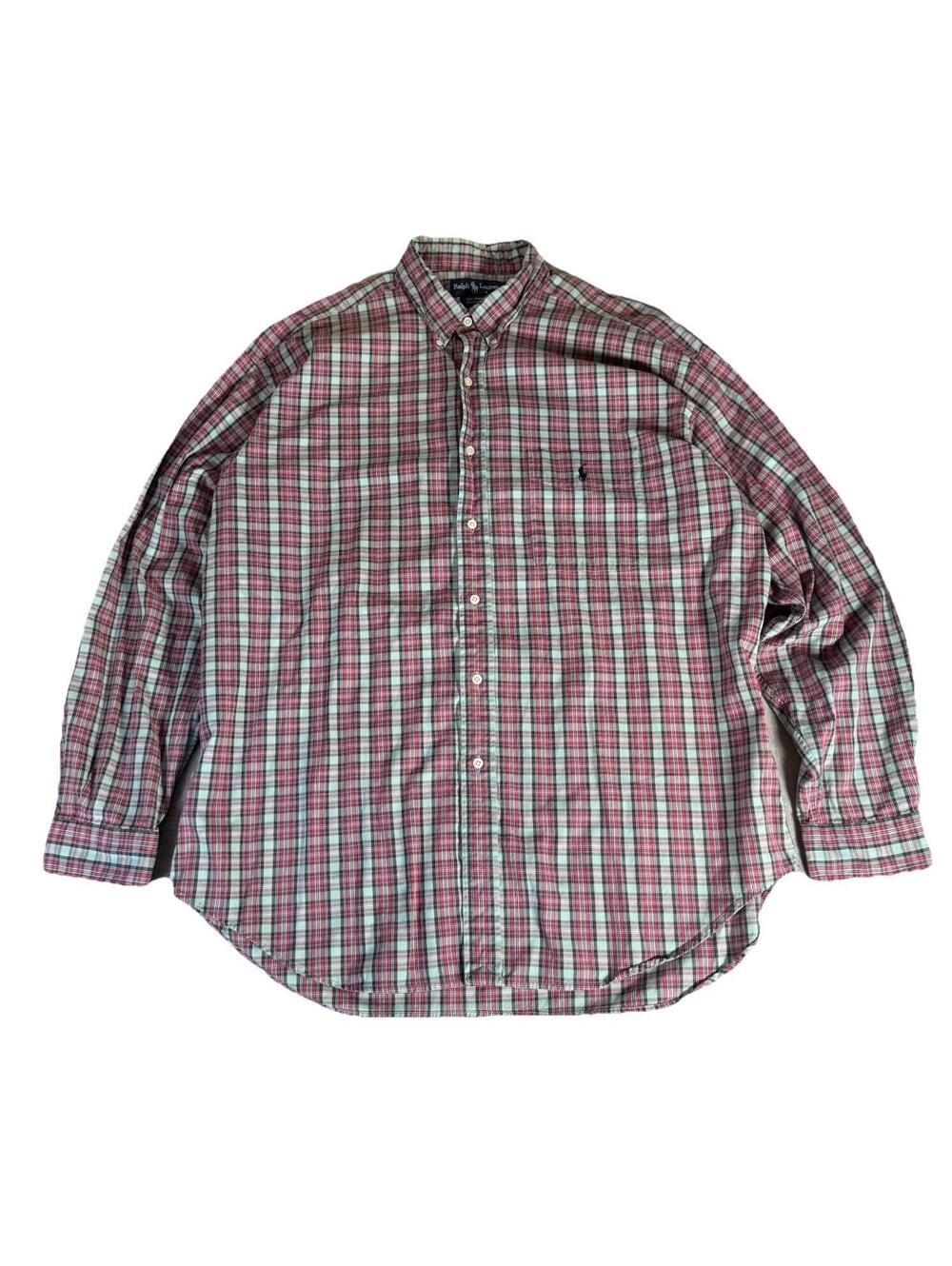 VTG Polo Ralph Lauren Mens XL The Big Shirt Plaid Red Preppy Oxford Button Down